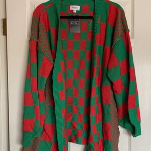 Festive Red and Green Women's Cardigan